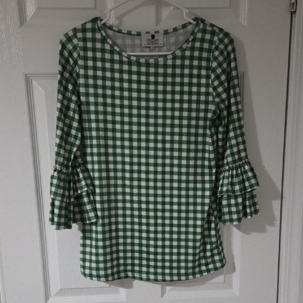 Dainty Jewells ruffle Gingham Blouse
